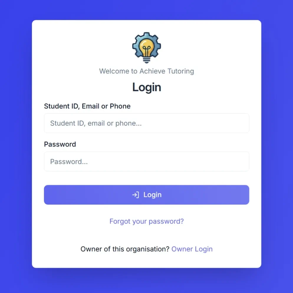 Institute's customized login page